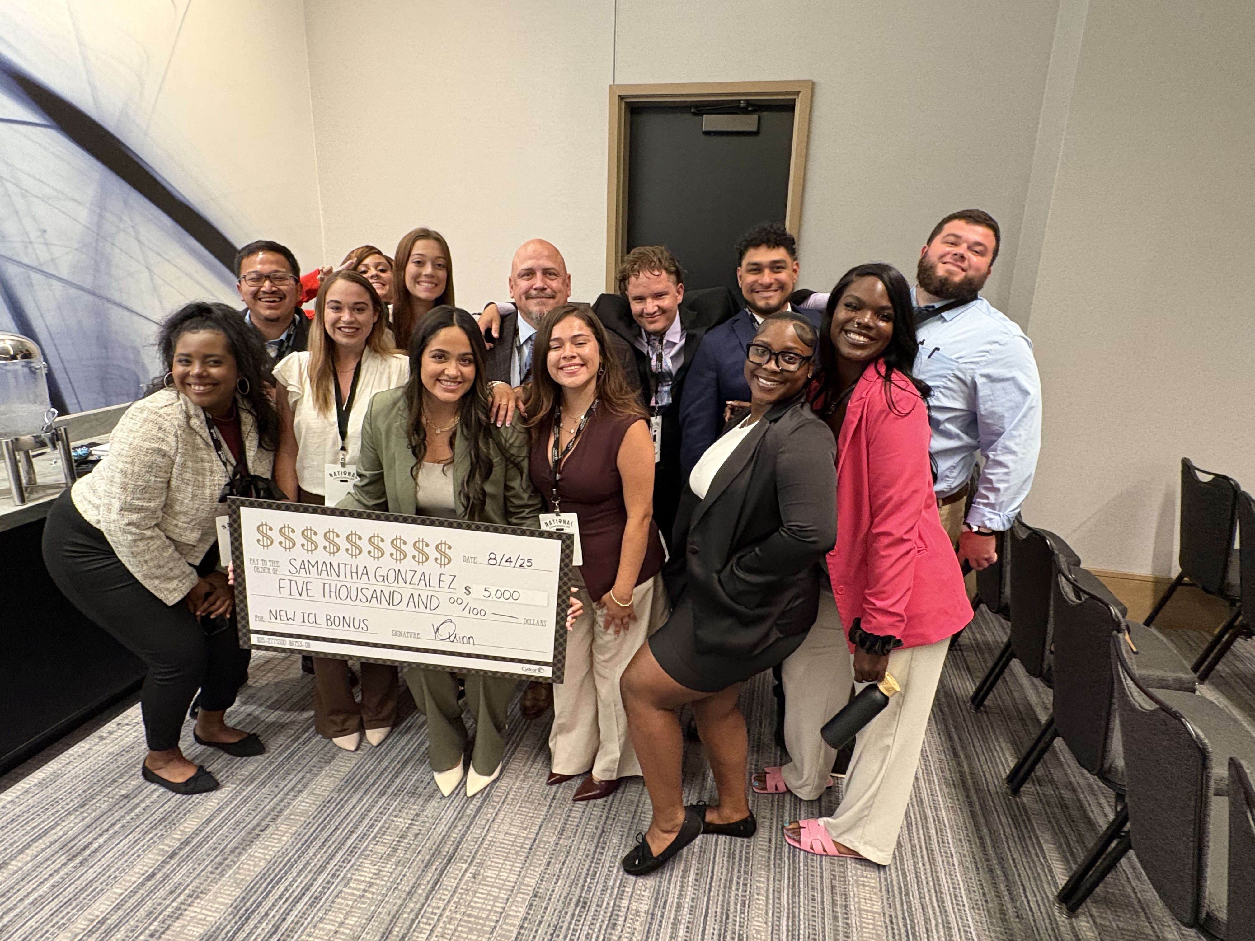 Team celebrating bonus milestone